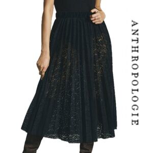 🆕 RARE {Anthropologie} Black Lace Overlay Midi Skirt